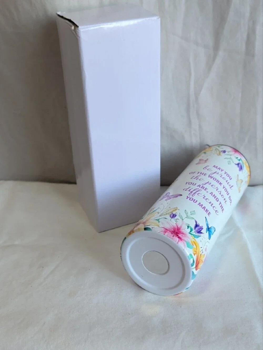Floral Butterflies Inspirational Travel Tumbler - Purple Accents